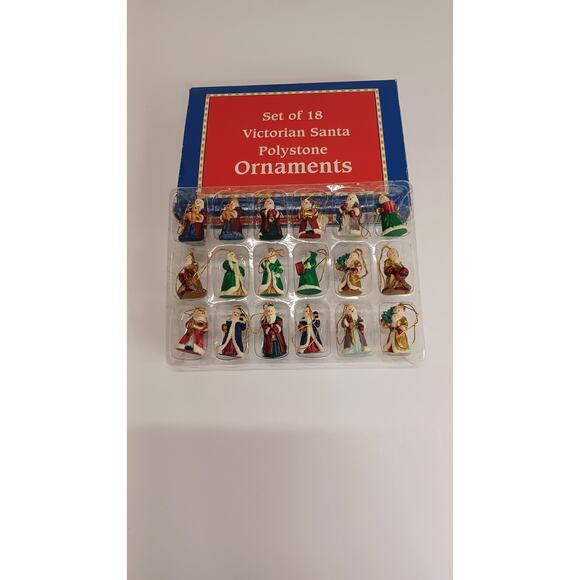 18 pc Set of Vintage Miniature Polystone Victorian Santa's Ornaments - Picture 7 of 7